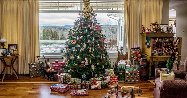 Photo of a Living Room Decorated for Christmas