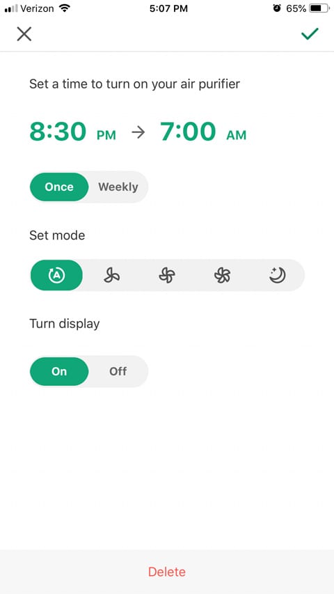 App screen for setting a date and time