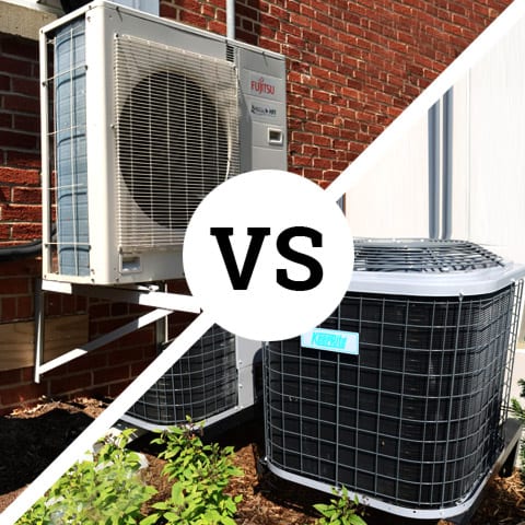 Photo of a ductless mini split air conditioner vs central air conditioner
